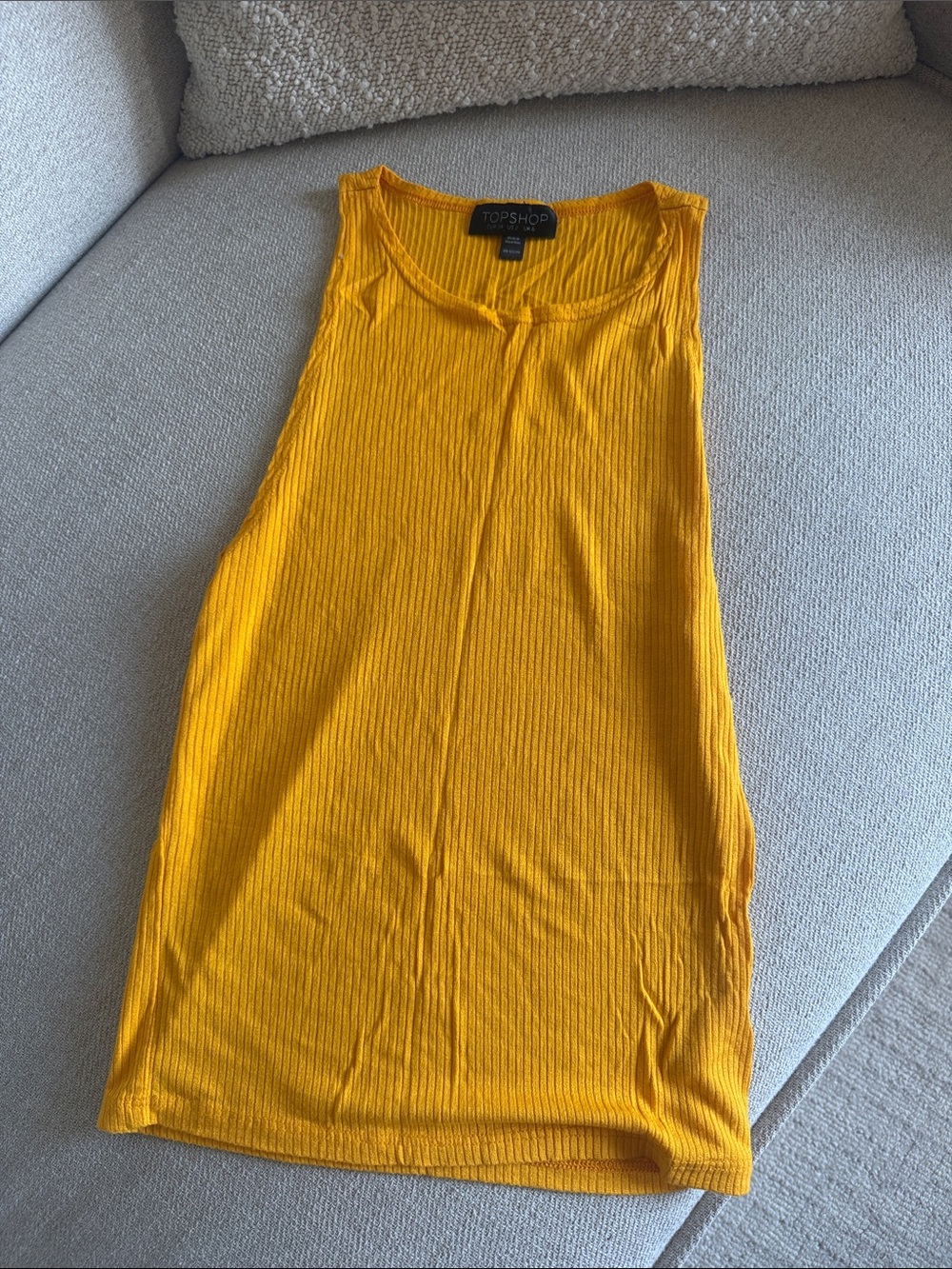 Topshop Bright Yellow Ribbed Scoop Neck Tank